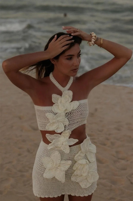 Knit Floral Short Dress