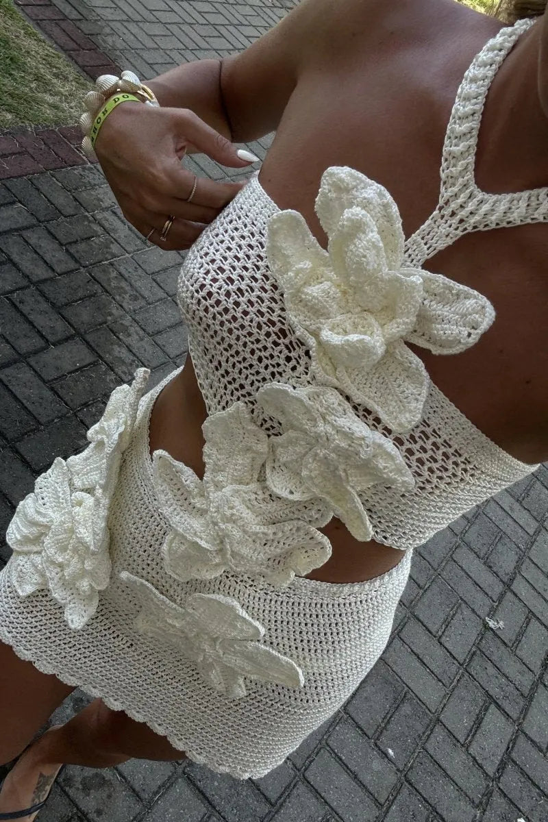 Knit Floral Short Dress