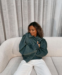 Jayla - Oversized Leather Zipper Jacket