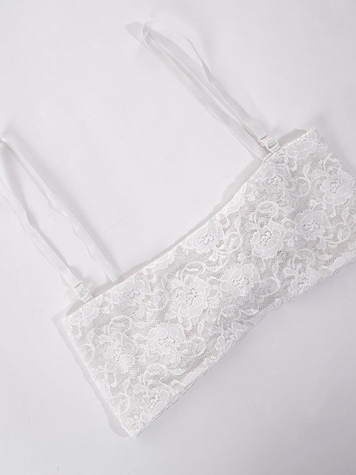 Satin Draped Lace Bralette Top Tops&Tees