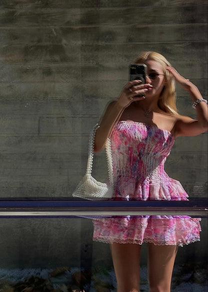 Strapless Floral Dress