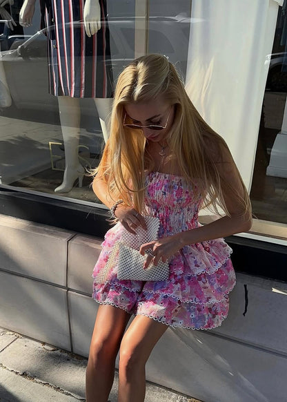 Strapless Floral Dress