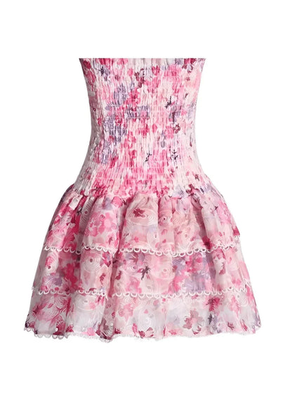Strapless Floral Dress