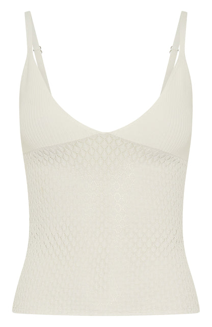 Stand And Stare Knit Top White