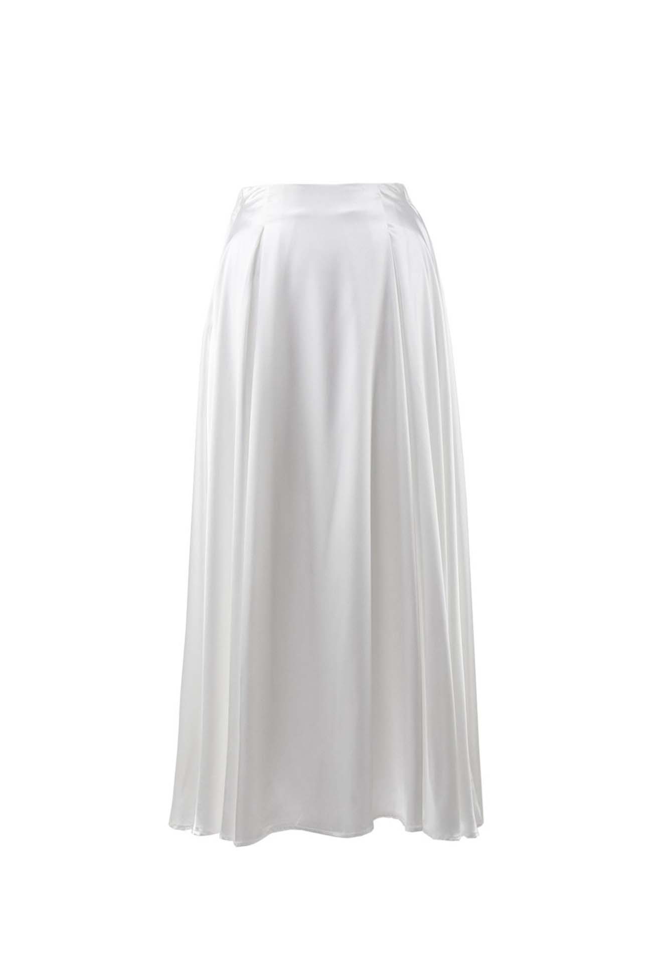 Satin High Rise A-line Midi Skirt