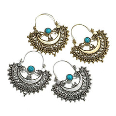 Boho Earrings - Chandelier Turquoise Mandala