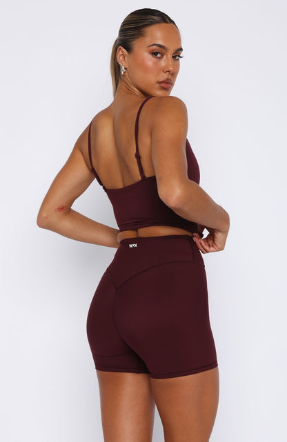 Keep Up High Waisted Shorts 4" Merlot