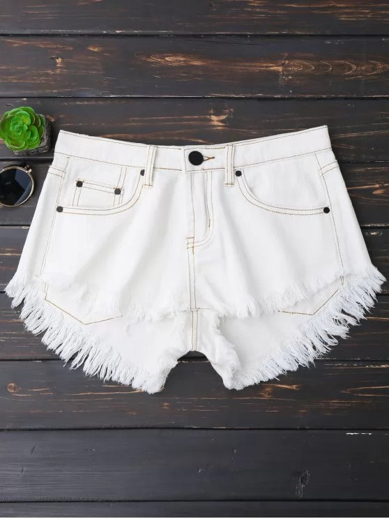 Trendy Cutoffs High Low Denim Shorts