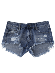 Trendy Cutoffs Ripped High Low Denim Shorts