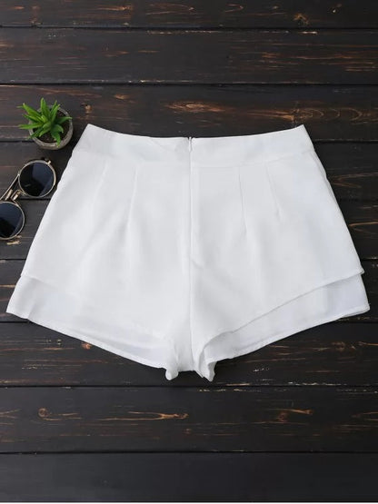 Trendy Layered Floral Embroidered Shorts