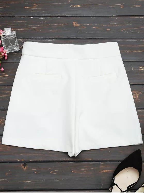 Trendy High Waisted Beading Patched Shorts