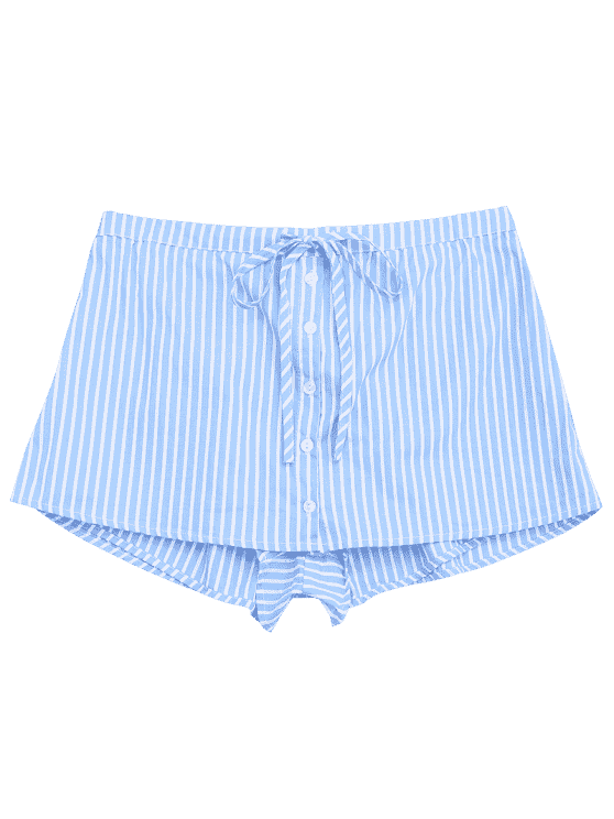 Trendy Drawstring Button Up Striped Skorts