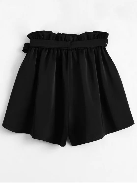 Trendy Smocked Belted High Waisted Shorts