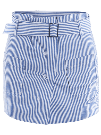 Trendy Belted Striped Skorts with Pockets