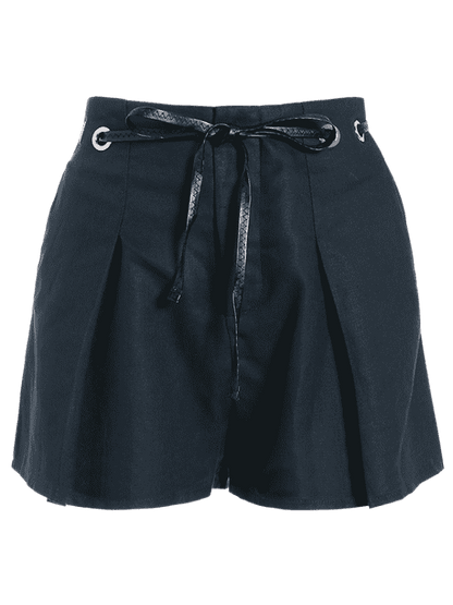 Fashion High Waisted Belted Lined Shorts