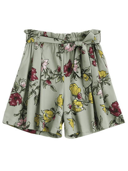 Trendy Smocked Floral High Waisted Shorts