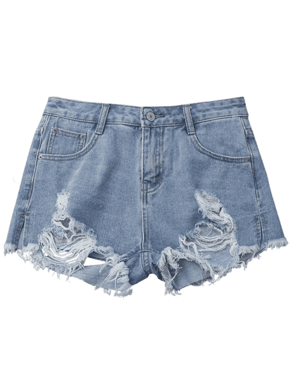 Trendy Denim Distressed Cutoffs Shorts