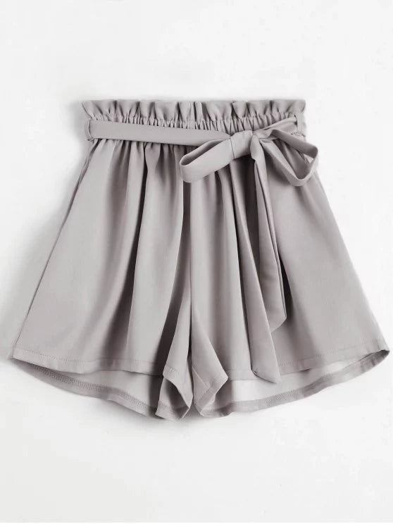 Trendy Smocked Belted High Waisted Shorts