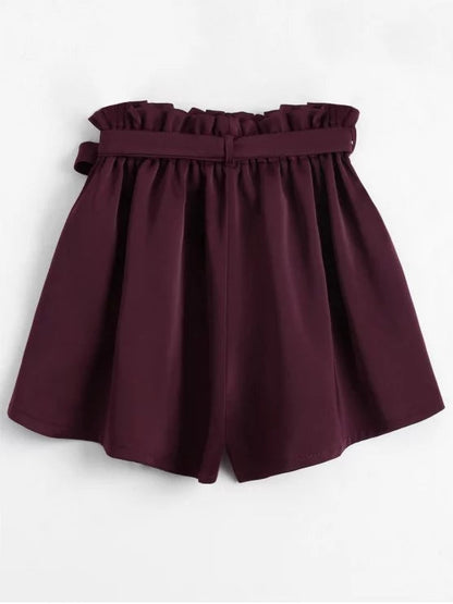 Trendy Smocked Belted High Waisted Shorts