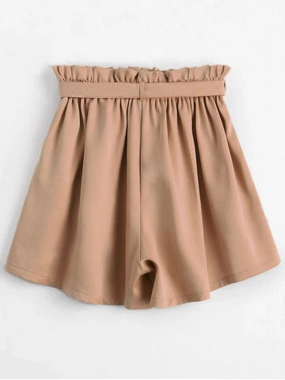 Trendy Smocked Belted High Waisted Shorts