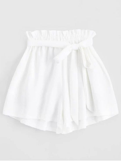 Trendy Smocked Belted High Waisted Shorts