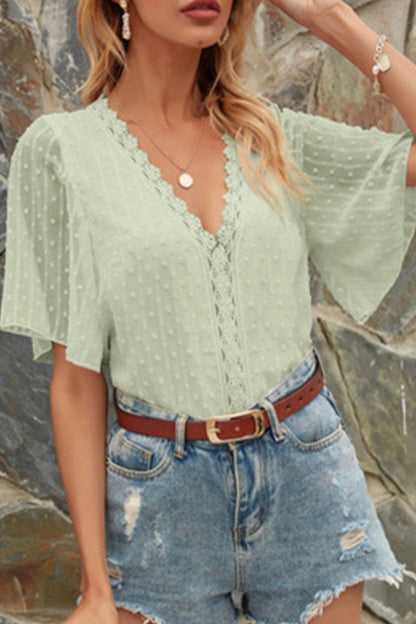 Fashion Casual Solid Patchwork V Neck Tops