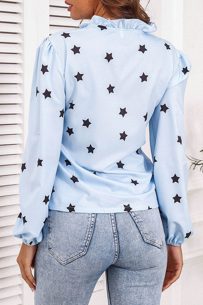 Casual Elegant The stars Split Joint Stringy Selvedge V Neck Tops