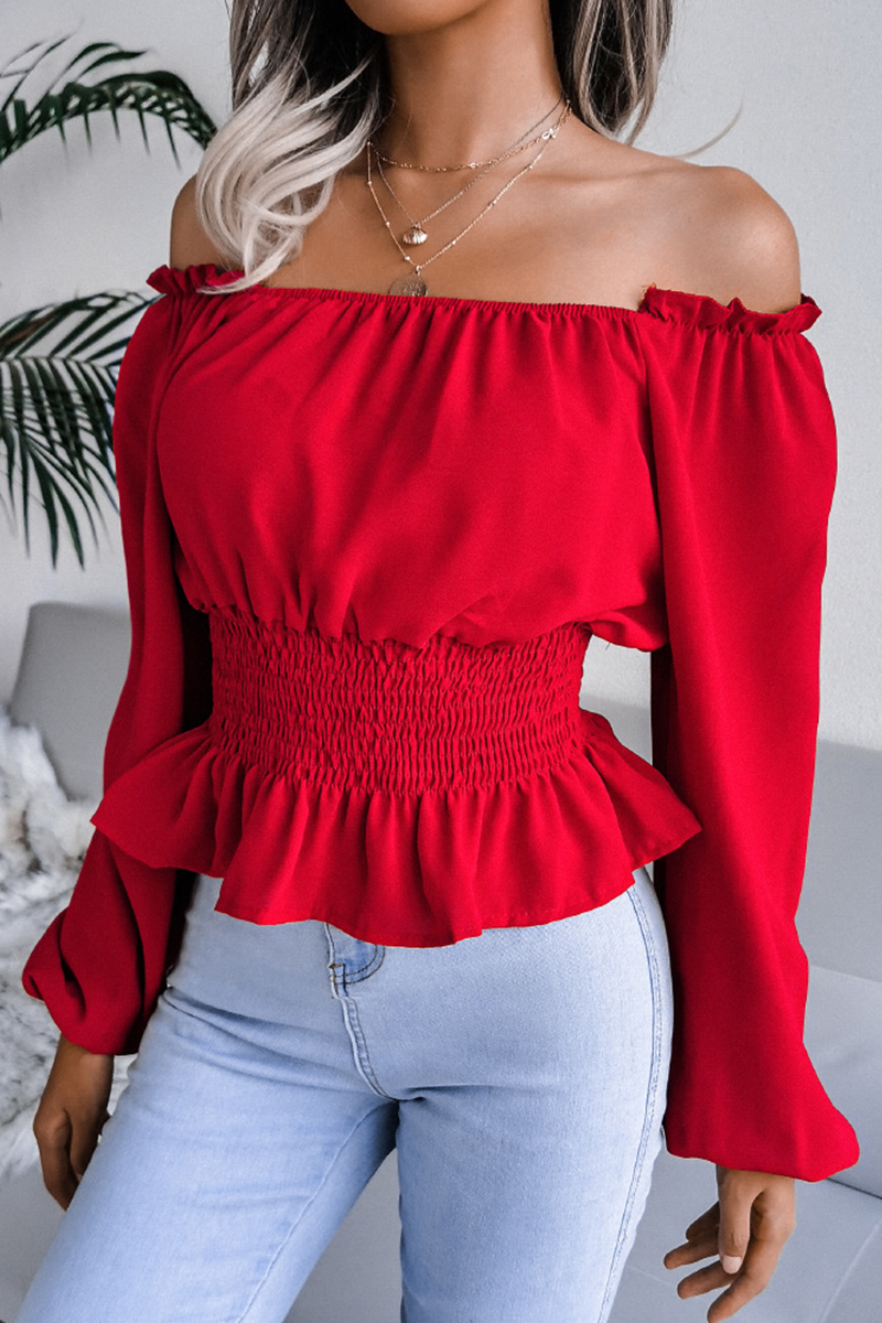 Fashion Elegant Split Joint Off the Shoulder Tops(5 colors)