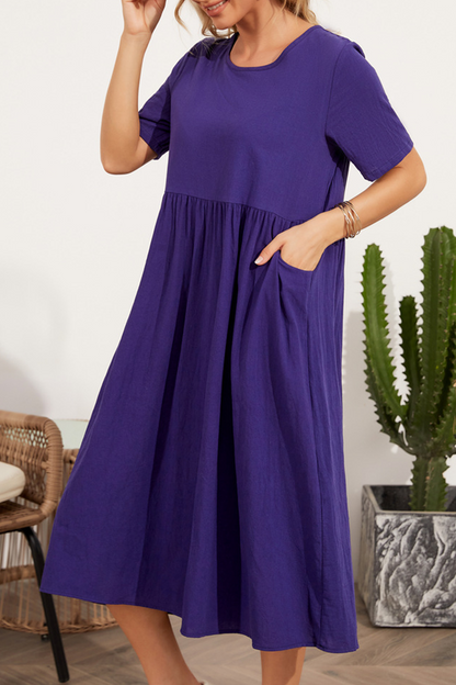 Casual Solid Split Joint O Neck A Line Dresses