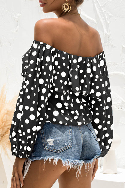 Fashion Casual Print Split Joint Off the Shoulder Tops