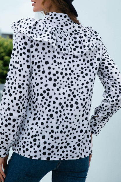 Fashion Casual Polka Dot Split Joint O Neck Tops