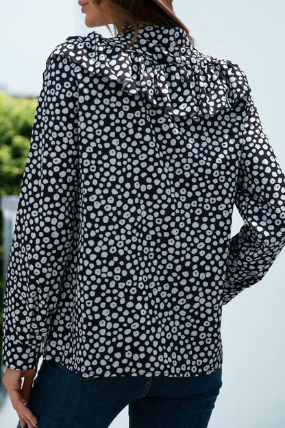 Fashion Casual Polka Dot Split Joint O Neck Tops