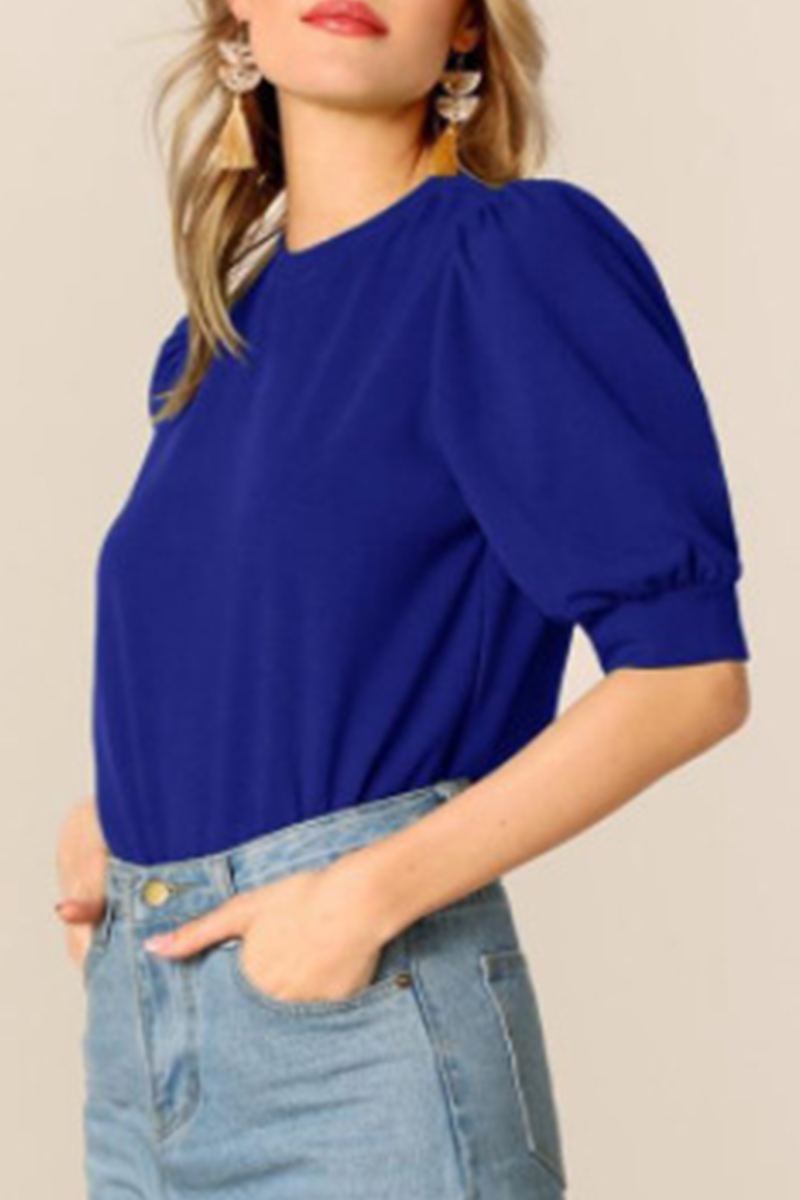 Casual Solid Patchwork O Neck Blouses