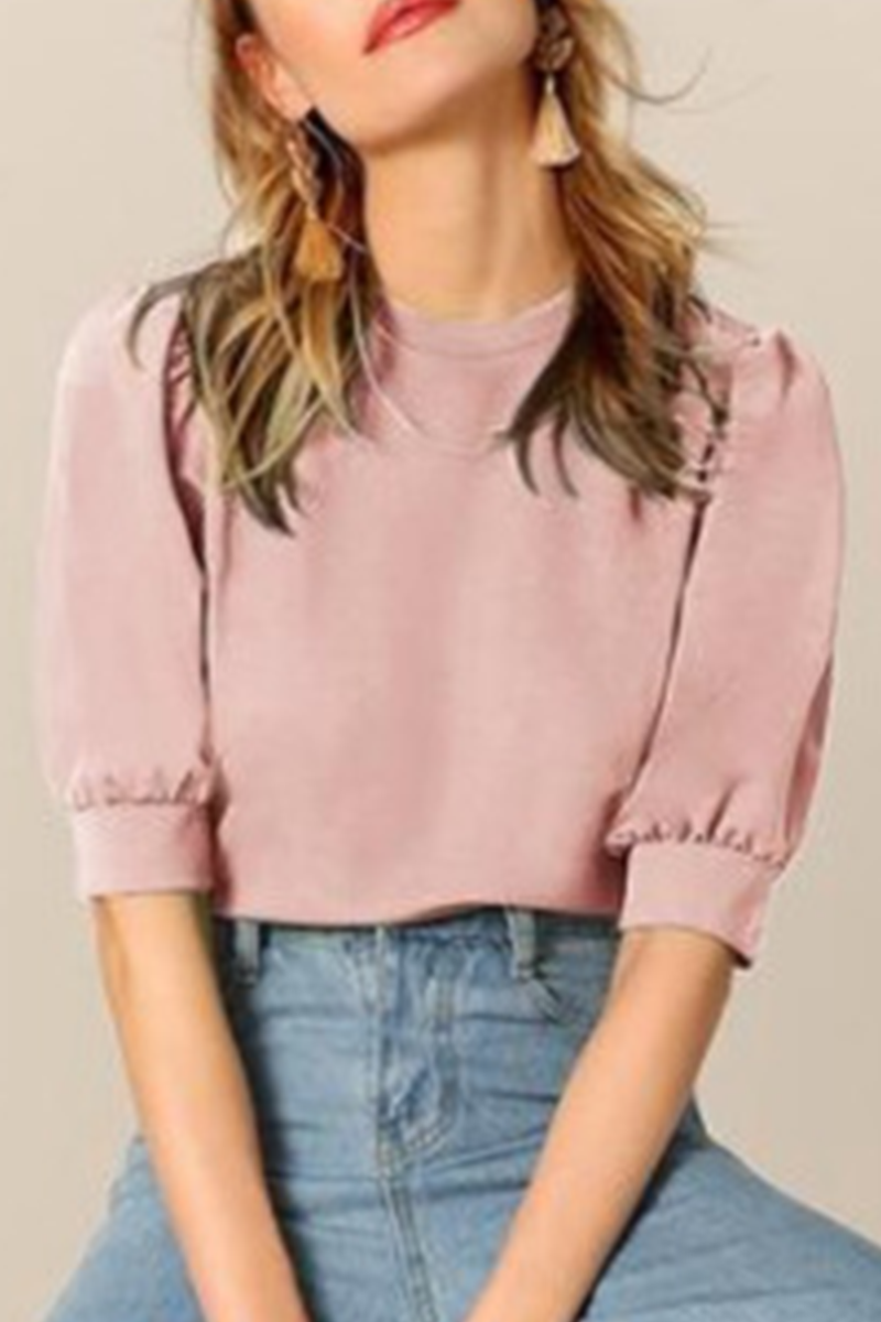 Casual Solid Patchwork O Neck Blouses