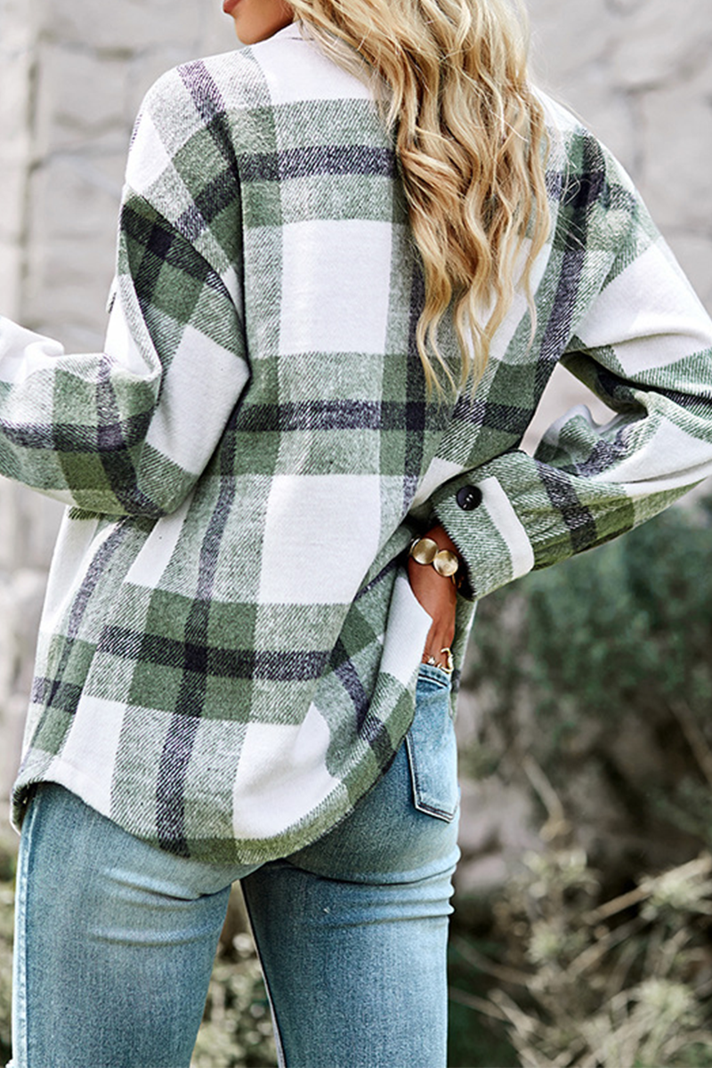 Casual Plaid Patchwork Turndown Collar Blouses(4 Colors)