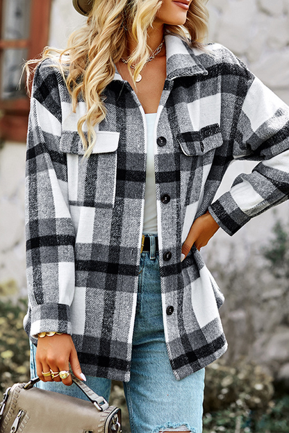 Casual Plaid Patchwork Turndown Collar Blouses(4 Colors)