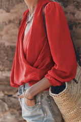 Casual Street Solid Color V Neck Tops(3 Colors)