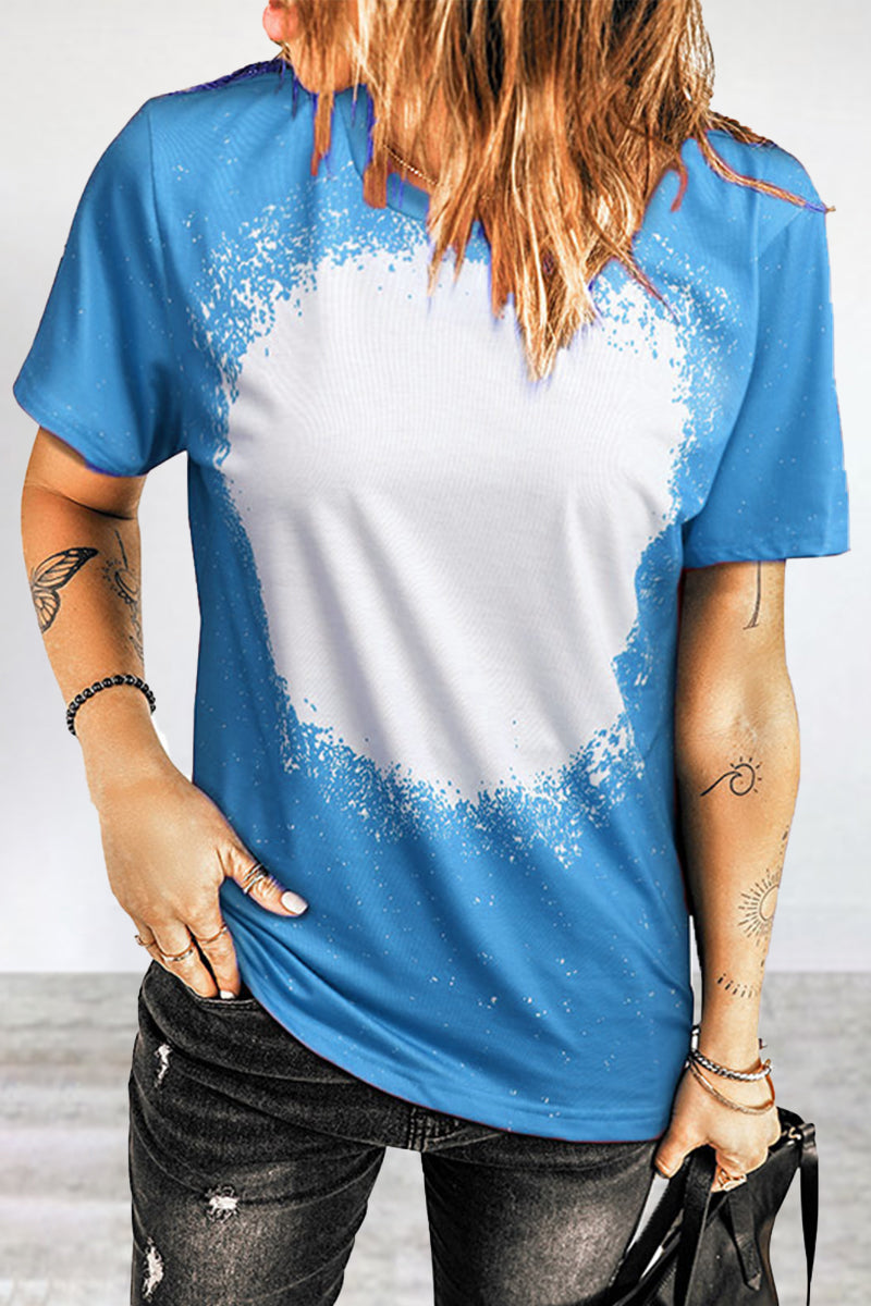 Casual Print Patchwork O Neck T-Shirts