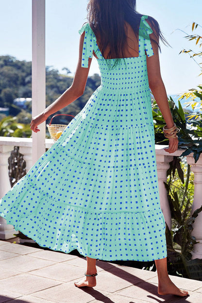 Fashion Street Dot Patchwork Spaghetti Strap Printed Dresses(22 Colors)