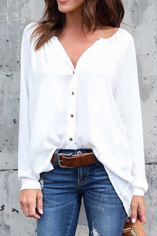 Elegant Solid V Neck Tops