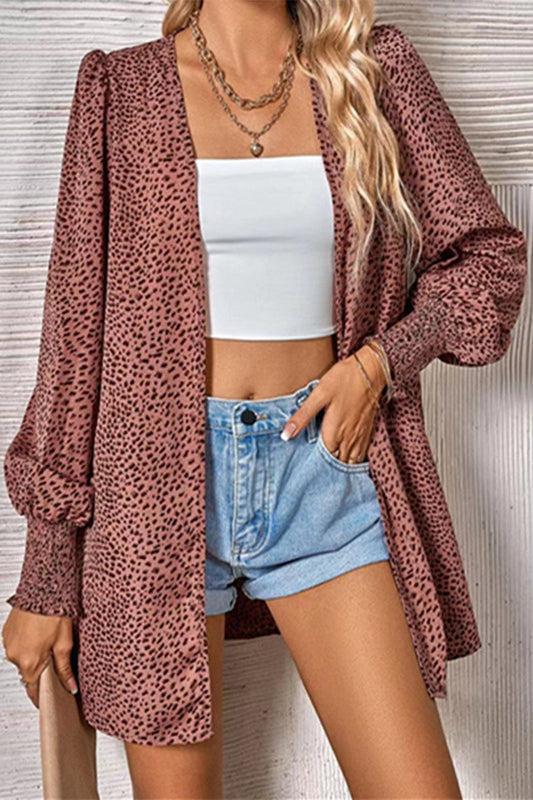 Street Leopard Cardigan Collar Tops(3 Colors)