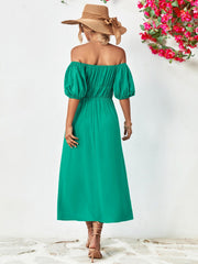 Off-Shoulder Balloon Casual Sleeve Midi Dress