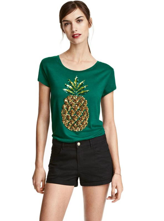 FRUIT PRINT CREW NECK SLIM T-SHIRT