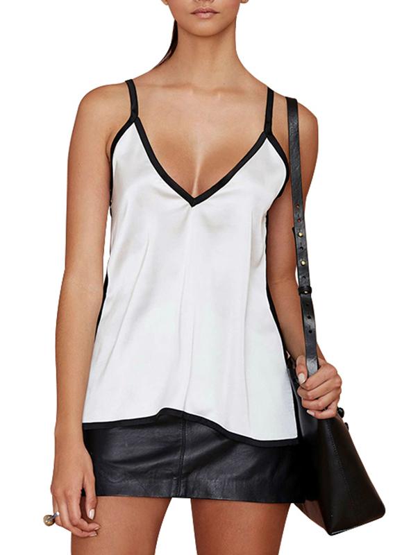 SEXY LOOSE V-NECK SPAGHETTI STRAP T-SHIRT