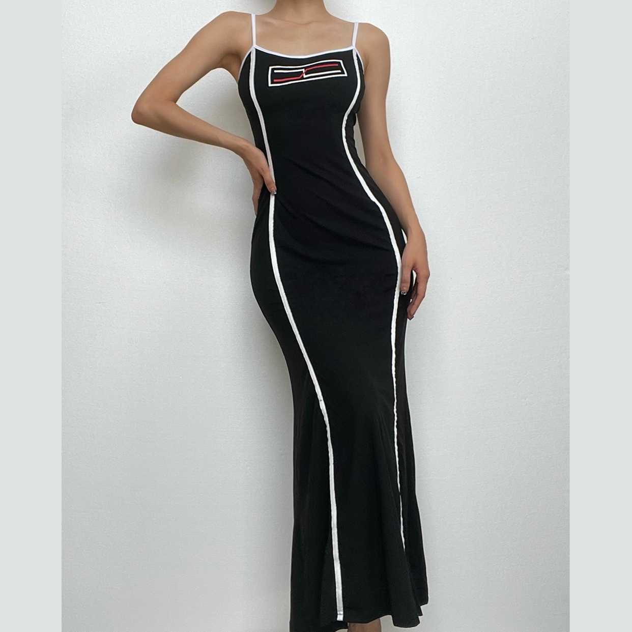 Stitch contrast square neck cami maxi dress - Final Sale