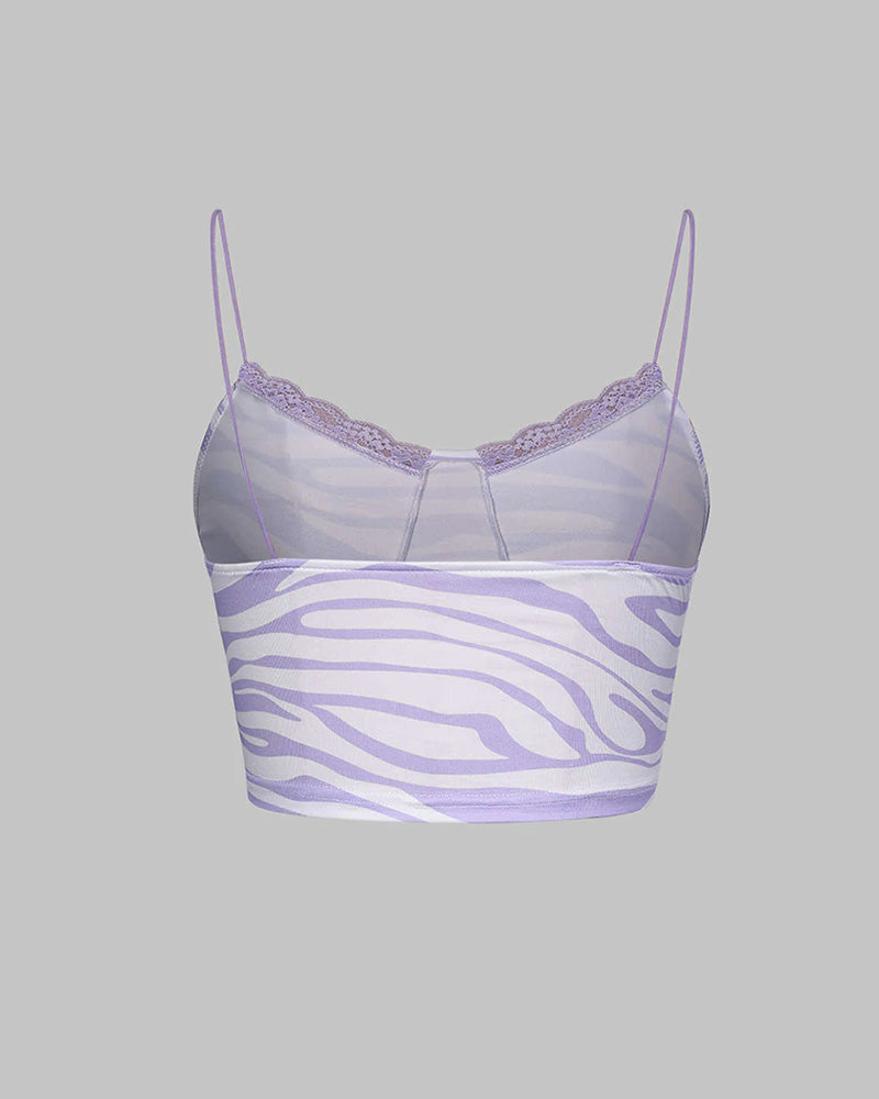 Lavender Stripe Lace Cami Top