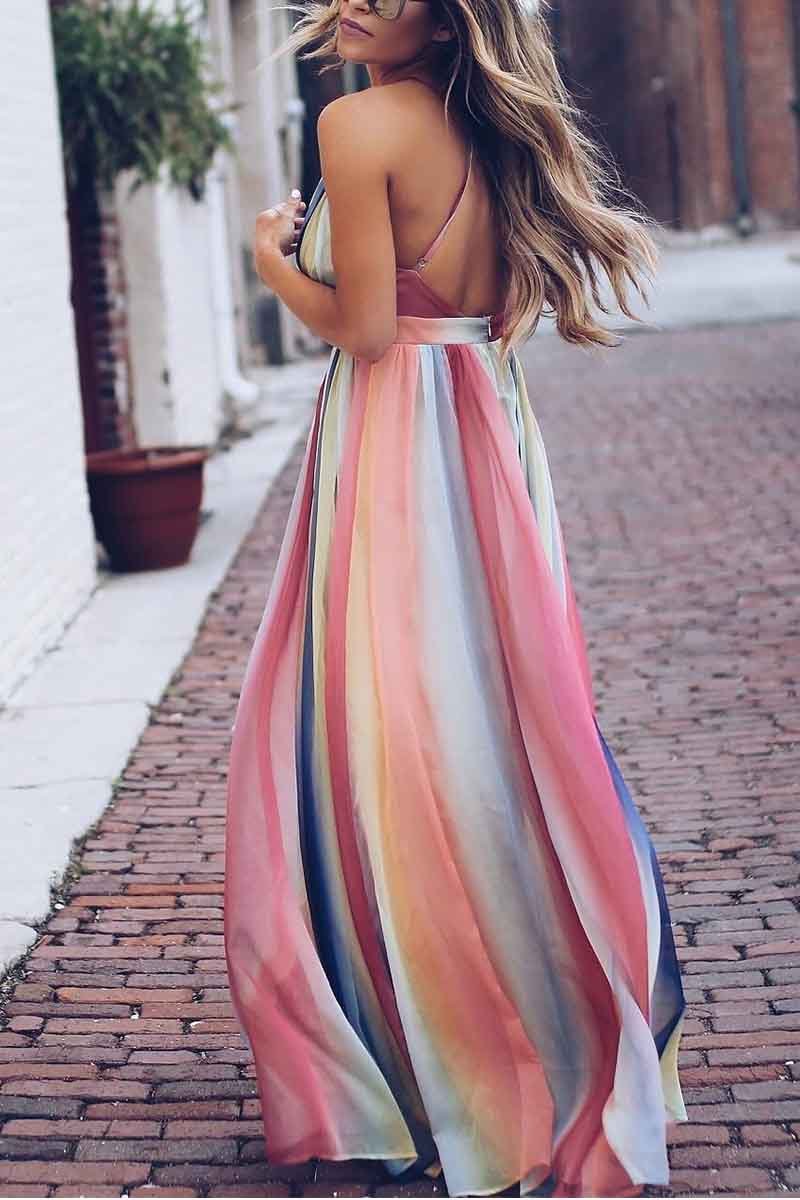 CityHottie Sling Bohemian Print Maxi Dress