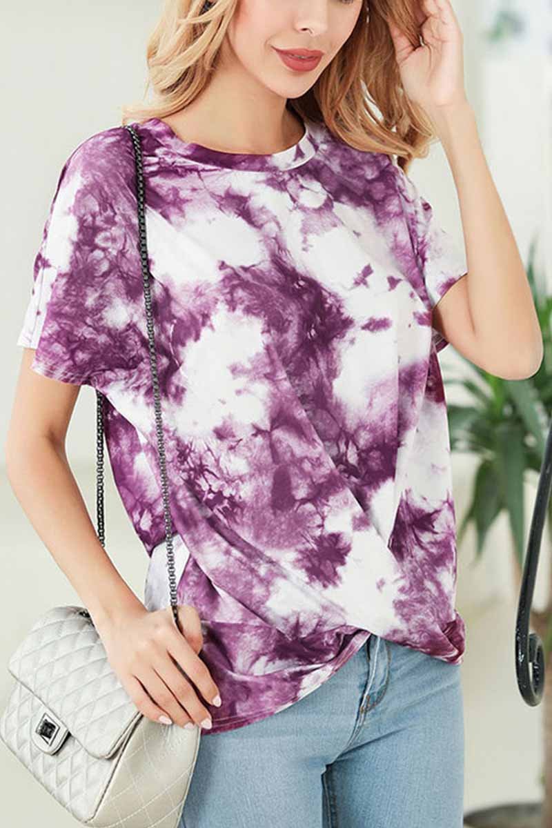 CityHottie Round Neck Tie-Dye T-Shirt