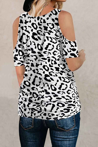 CityHottie Off-Shoulder Leopard Print T-Shirt