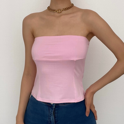 Solid backless sleeveless tube top